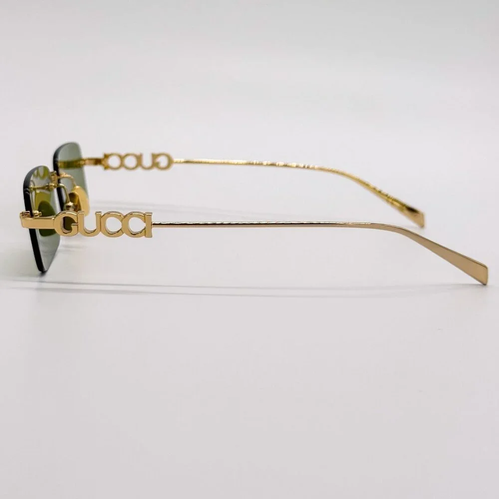 NEW GUCCI SUNGLASSES GOLD UNISEX RECTANGLE EYEWEAR GUCCI GG1808S 002